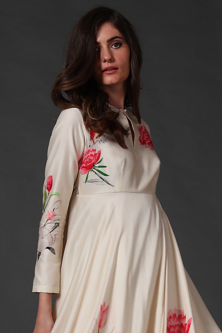 Ivory Digital Printed Party Wear Anarkali Set by Balance by Rohit Bal at Pernia's Pop Up Shop