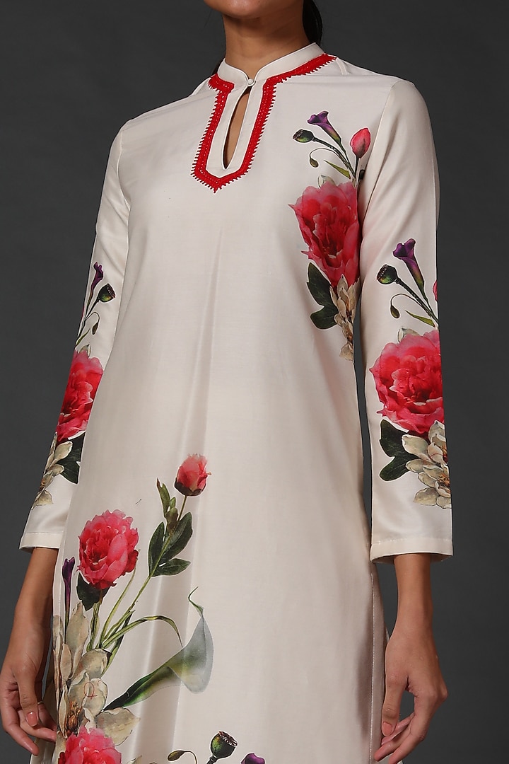 Ivory Tunic Set With Digital Print by Balance by Rohit Bal at Pernia's Pop Up Shop