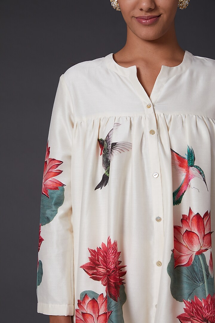 Ivory Digital Printed Tunic by Balance by Rohit Bal at Pernia's Pop Up Shop