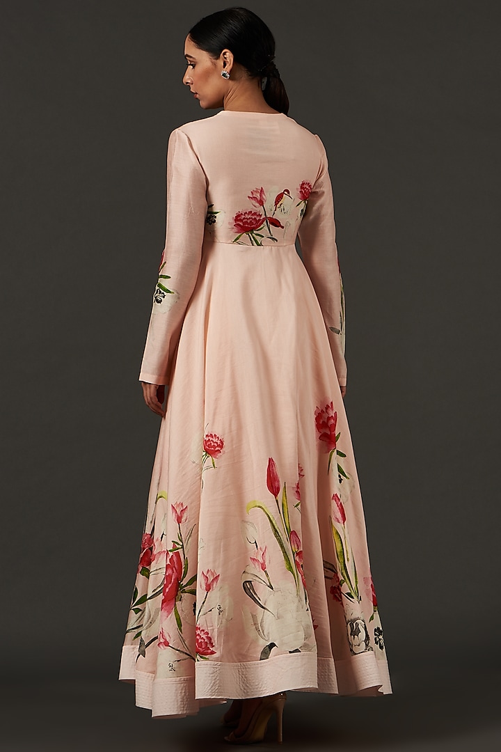 Rose Pink Digitally Printed Party Wear Anarkali Set by Balance by Rohit Bal at Pernia's Pop Up Shop