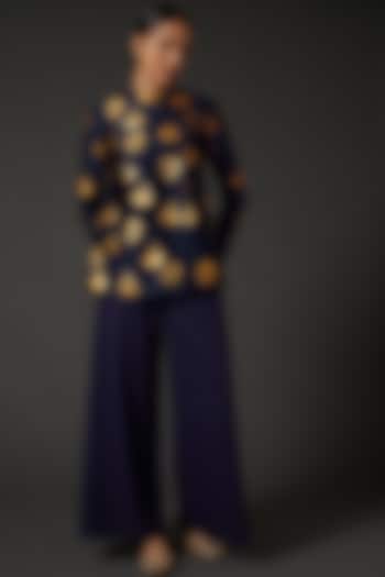Indigo Blue Block Printed Tunic by Balance by Rohit Bal at Pernia's Pop Up Shop