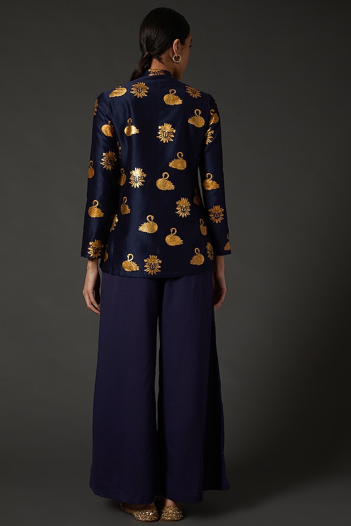 Indigo Blue Block Printed Tunic by Balance by Rohit Bal at Pernia's Pop Up Shop