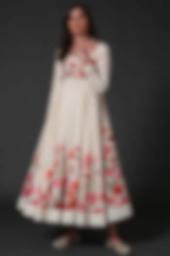 Ivory Digital Printed Anarkali Set by Balance by Rohit Bal
