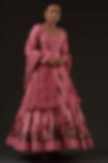 Pink Digital Printed Party Wear Anarkali Set by Balance by Rohit Bal at Pernia's Pop Up Shop