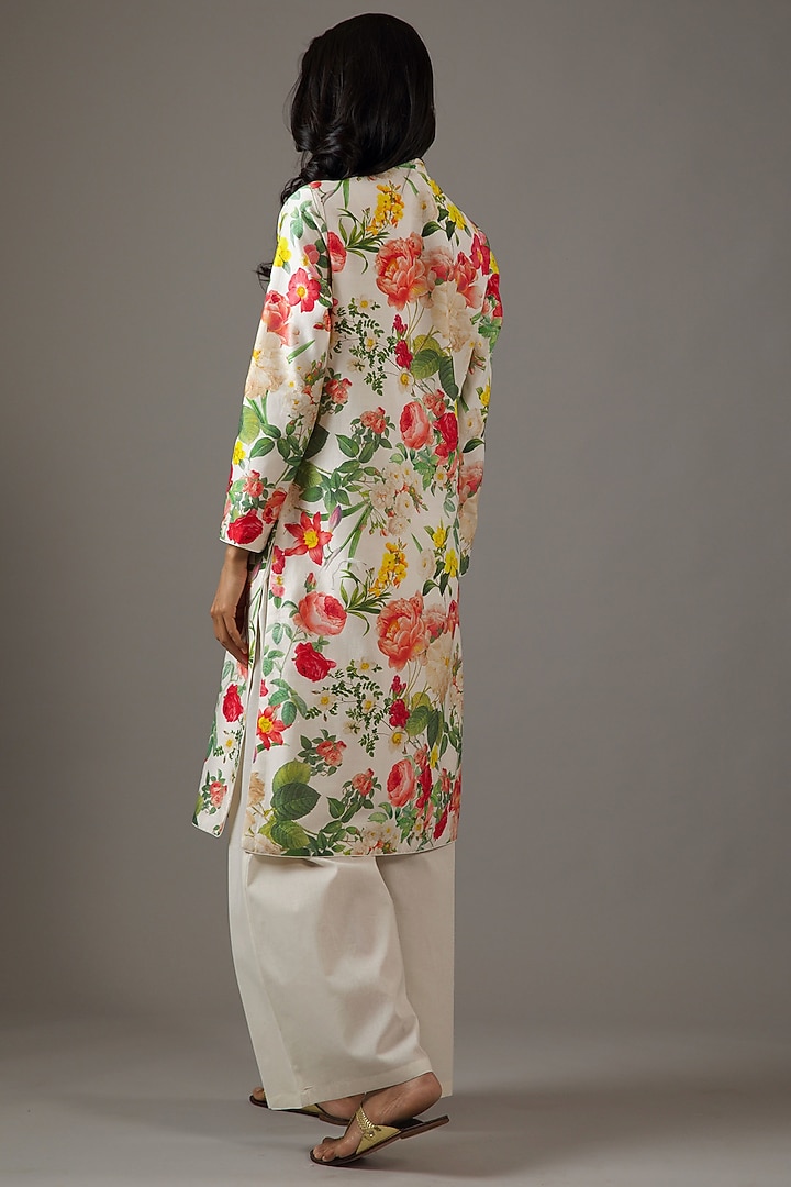 Ivory Chanderi Silk Printed Tunic Set by Balance by Rohit Bal at Pernia's Pop Up Shop