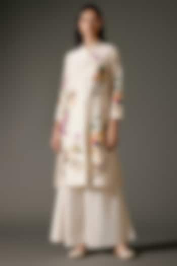 Ivory Chanderi Silk Digital Printed & Resham Embroidered Tunic Set by Balance by Rohit Bal at Pernia's Pop Up Shop