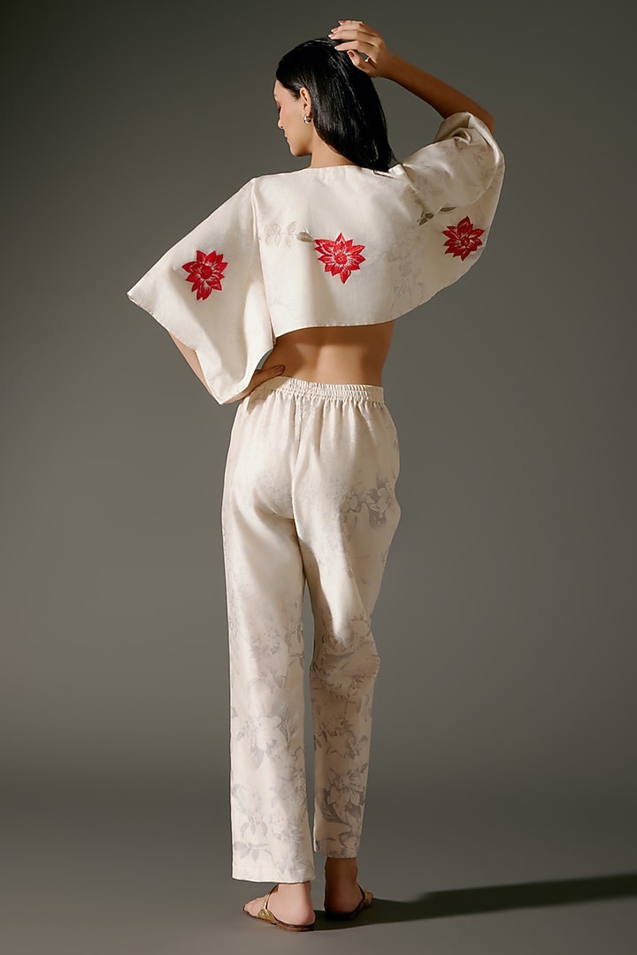 Ivory Chanderi Silk Digital Printed & Resham Embroidered Co-Ord Set by Balance by Rohit Bal at Pernia's Pop Up Shop