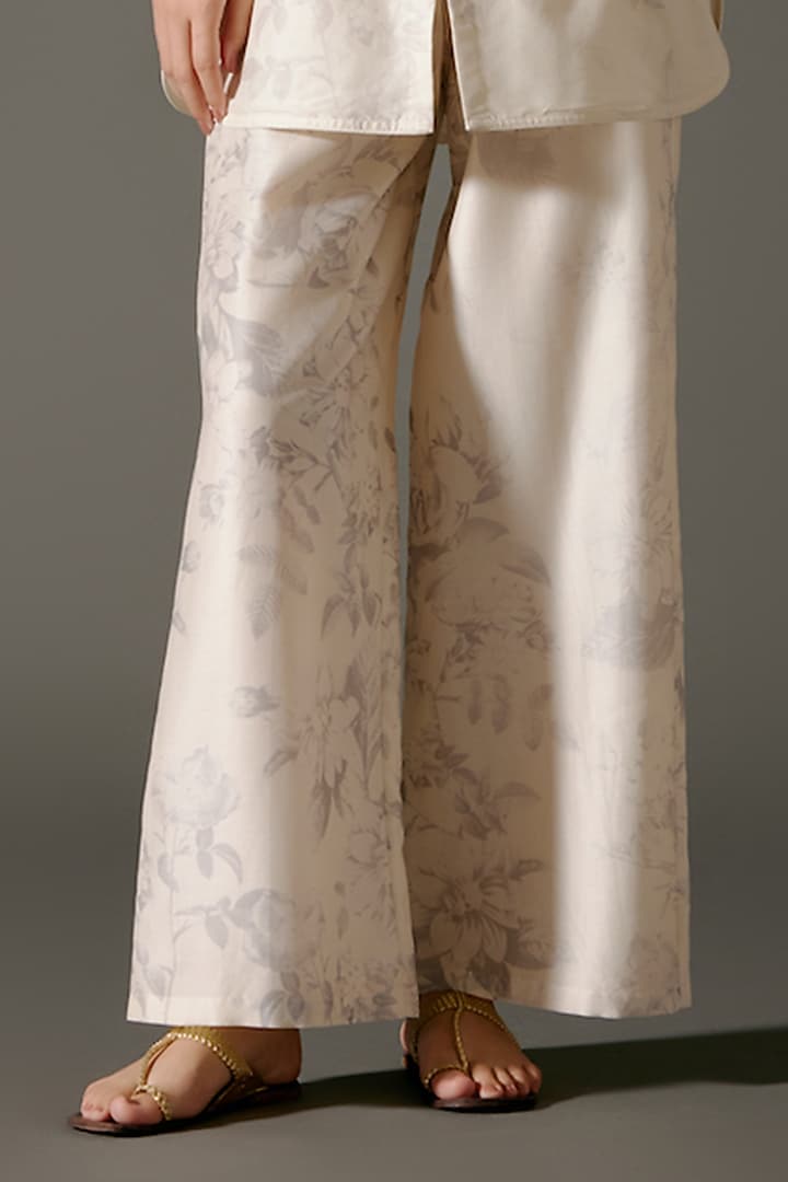 Ivory Chanderi Silk Digital Printed & Resham Embroidered Short Tunic Set by Balance by Rohit Bal at Pernia's Pop Up Shop