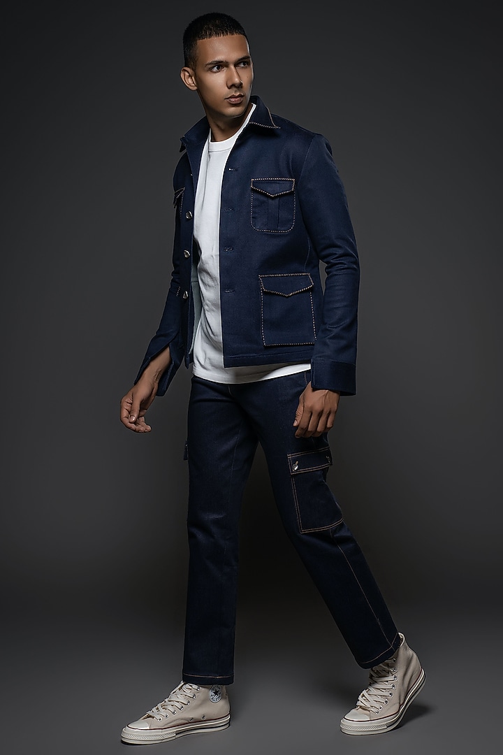 Indigo Denim Jacket by Balance by Rohit Bal Men at Pernia's Pop Up Shop