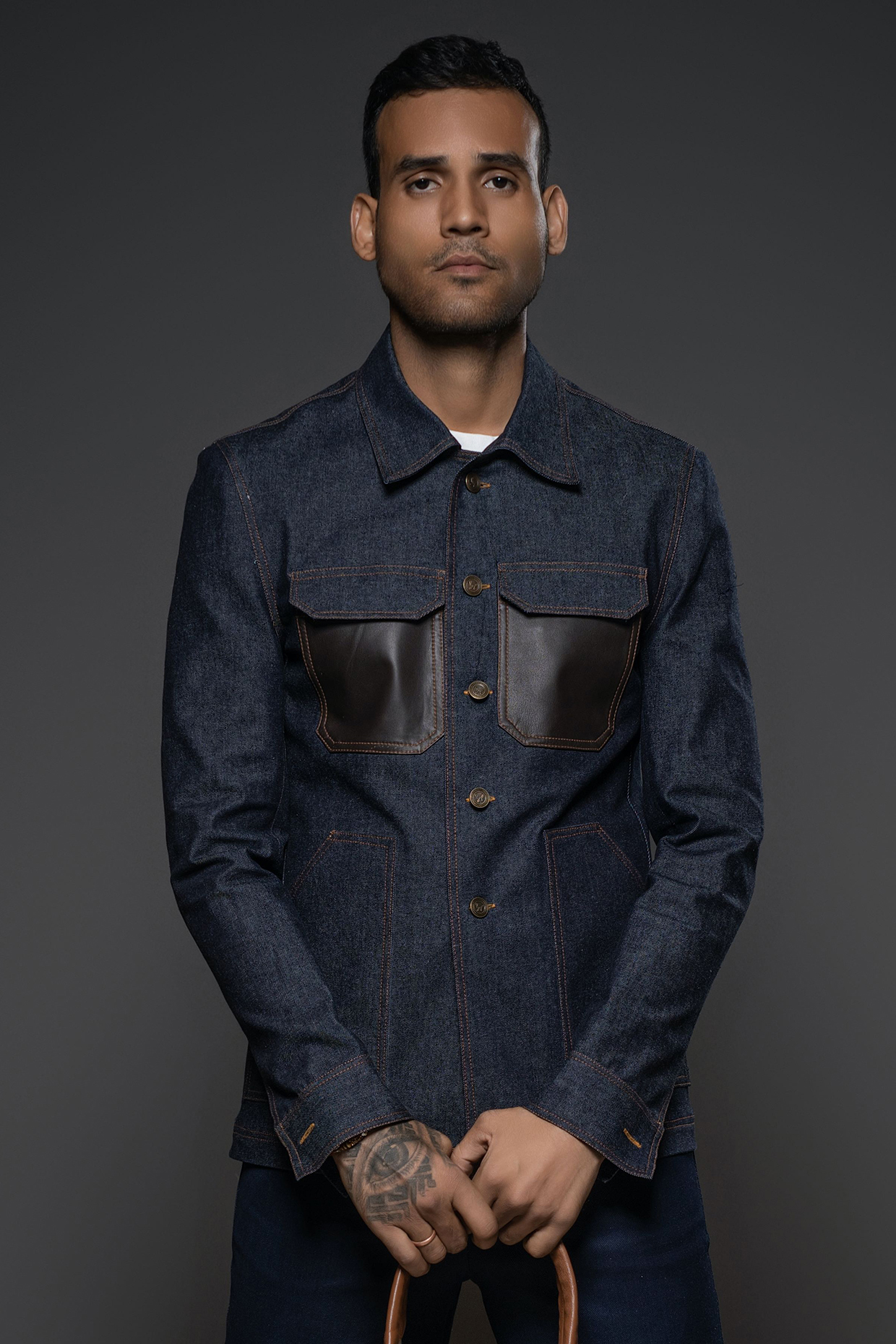 Indigo Denim Jacket by Balance by Rohit Bal Men at Pernia's Pop Up Shop