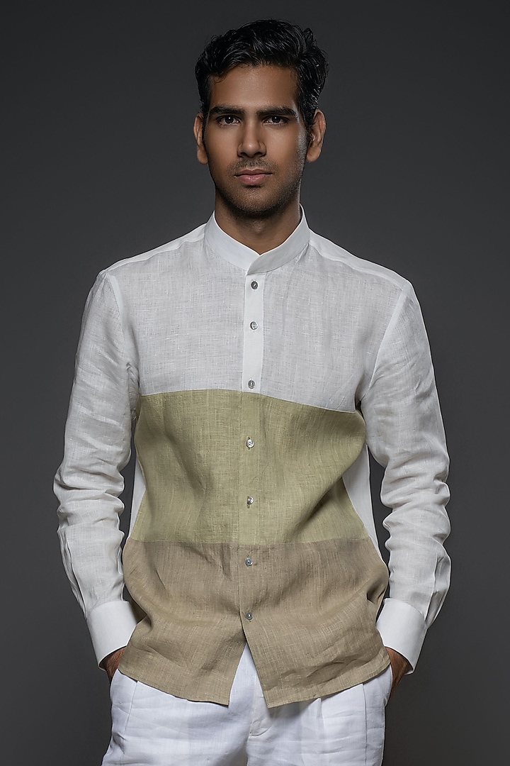 Ivory Linen Party  start Shirt by Balance by Rohit Bal Men at Pernia's Pop Up Shop