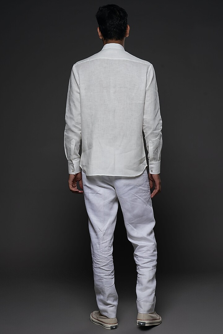 Ivory Linen Party Wear Shirt by Balance by Rohit Bal Men at Pernia's Pop Up Shop