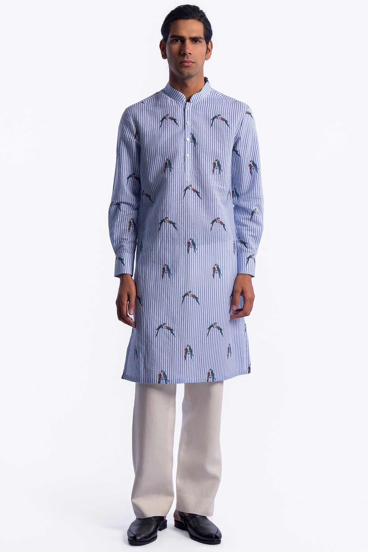 Rohit Bal Balance by Rohit Bal Blue Linen Digital Printed Kurta