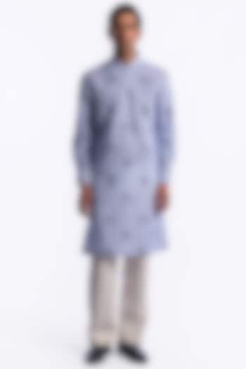 Blue Chanderi Digital Printed Kurta by Balance by Rohit Bal Men at Pernia's Pop Up Shop