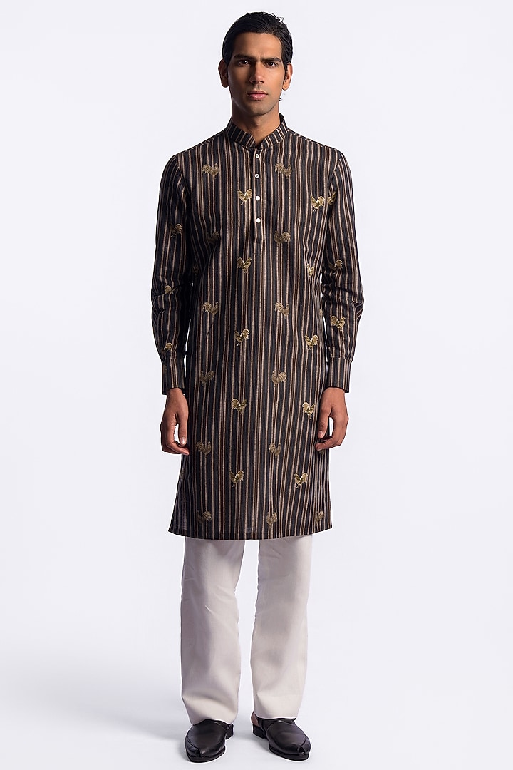 Multi-Colored Chanderi Digital Printed Kurta by Balance by Rohit Bal Men at Pernia's Pop Up Shop