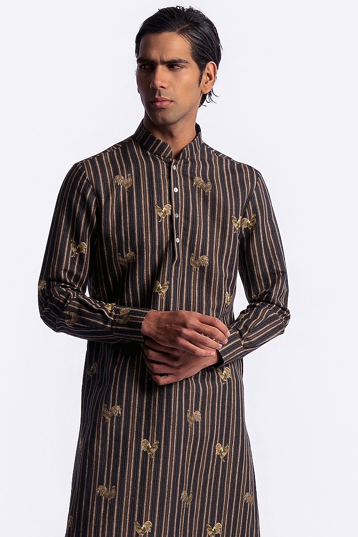 Multi-Colored Linen Digital Printed Kurta by Balance by Rohit Bal Men at Pernia's Pop Up Shop