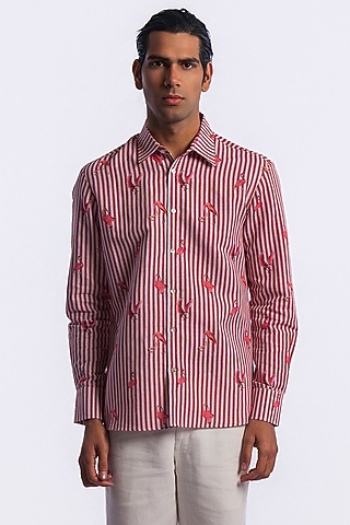 Pink Linen Digital Printed Shirt by Balance by Rohit Bal Men