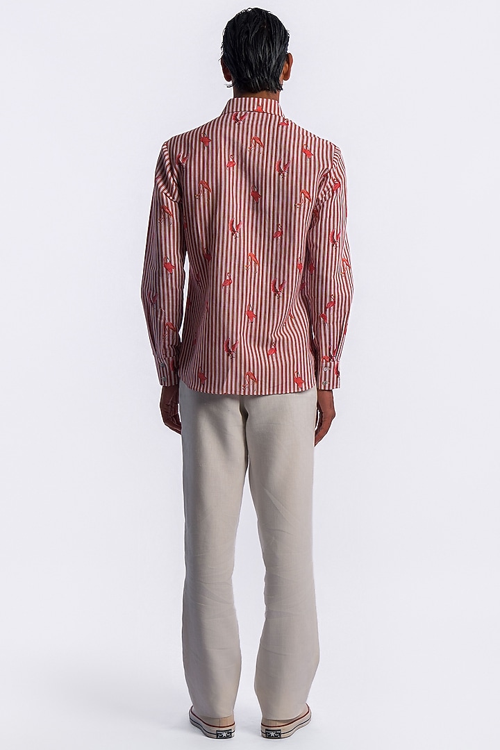 Pink Linen Digital Printed Party Wear Shirt by Balance by Rohit Bal Men at Pernia's Pop Up Shop