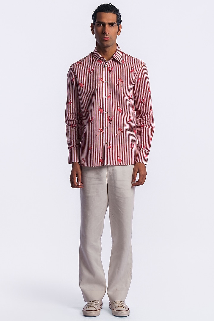 Pink Linen Digital Printed Party Wear Shirt by Balance by Rohit Bal Men at Pernia's Pop Up Shop