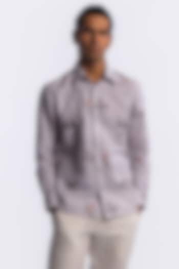 Grey Linen Digital Printed Party Wear Shirt by Balance by Rohit Bal Men at Pernia's Pop Up Shop