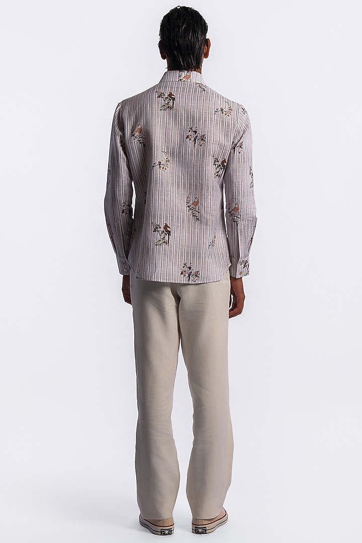 Grey Linen Digital Printed Party Wear Shirt by Balance by Rohit Bal Men at Pernia's Pop Up Shop