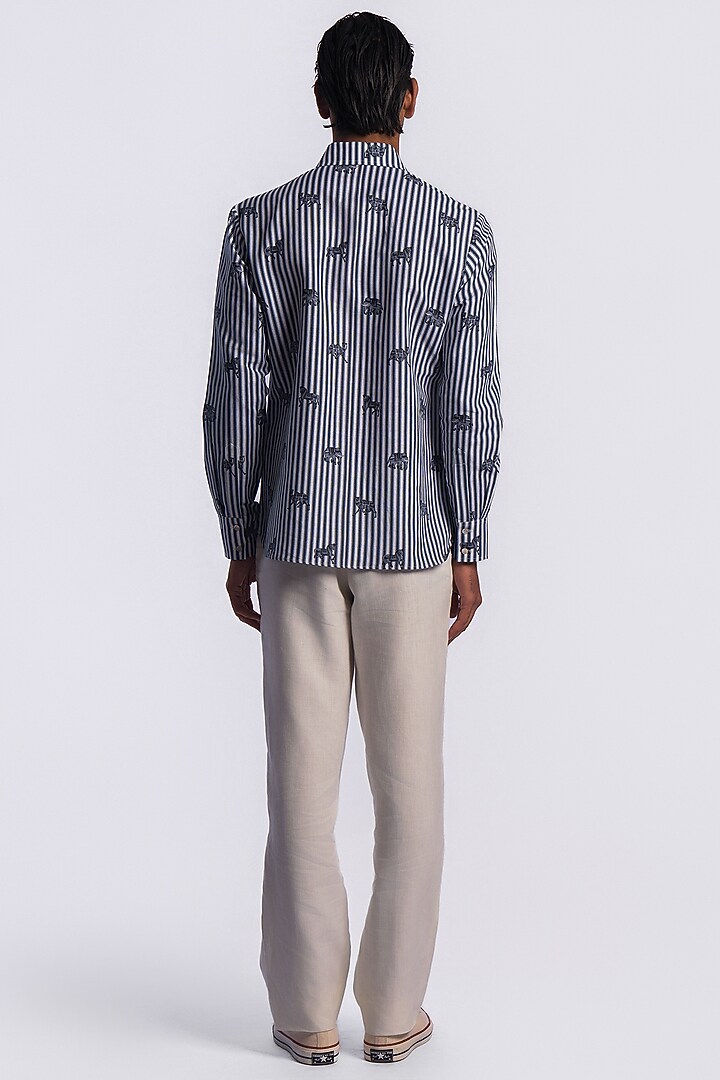 Grey Linen Digital Printed Party Wear Shirt by Balance by Rohit Bal Men at Pernia's Pop Up Shop