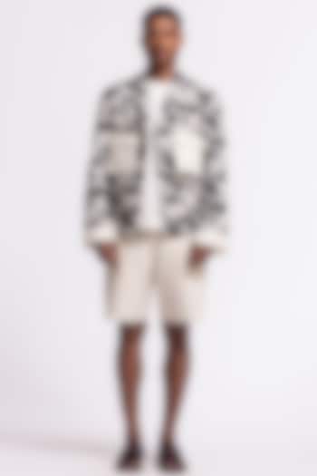 Ivory Linen Printed Jacket by Balance by Rohit Bal Men at Pernia's Pop Up Shop