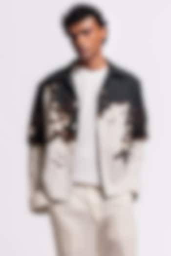 Ivory Linen Printed Jacket by Balance by Rohit Bal Men at Pernia's Pop Up Shop