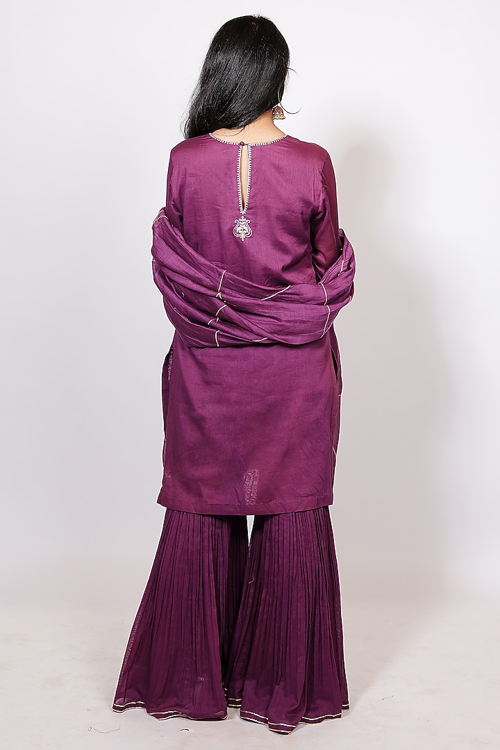 Falsa Colored Mul Cotton Sharara Set by Brahmand By Vertika Kalra at Pernia's Pop Up Shop
