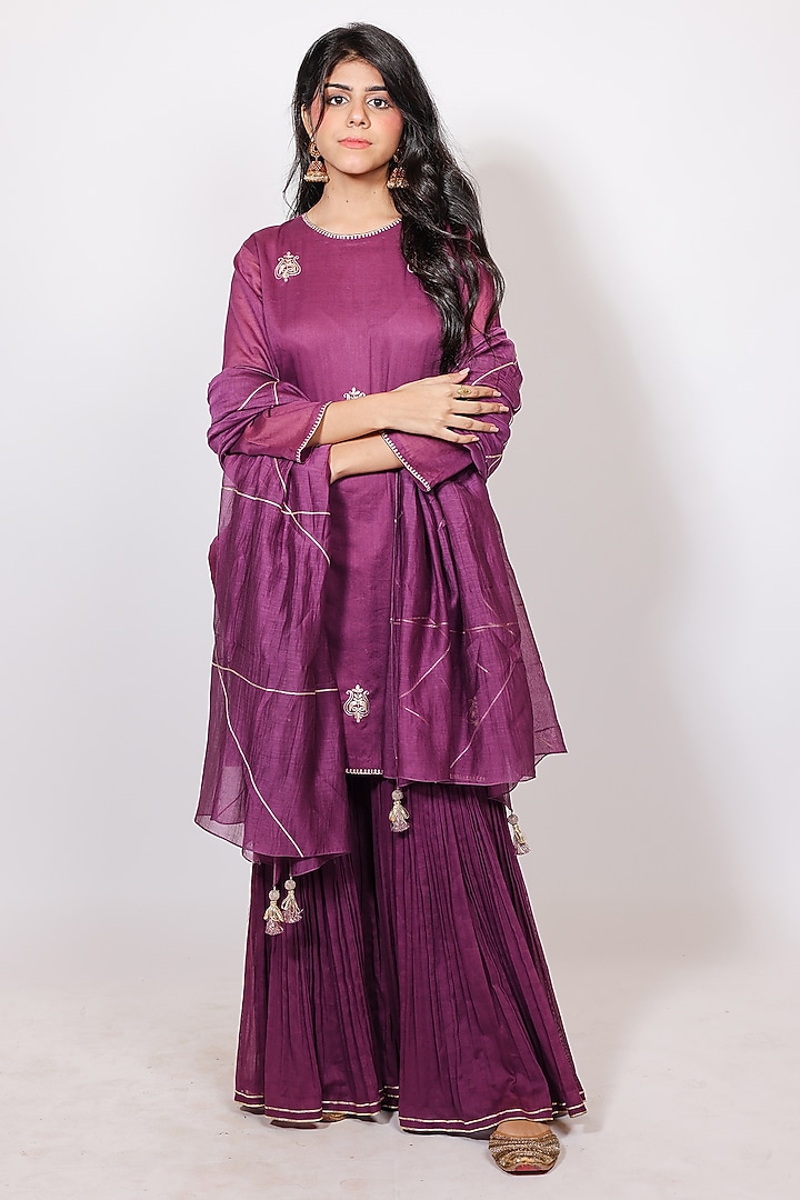 Falsa Colored Mul Cotton Sharara Set by Brahmand By Vertika Kalra at Pernia's Pop Up Shop