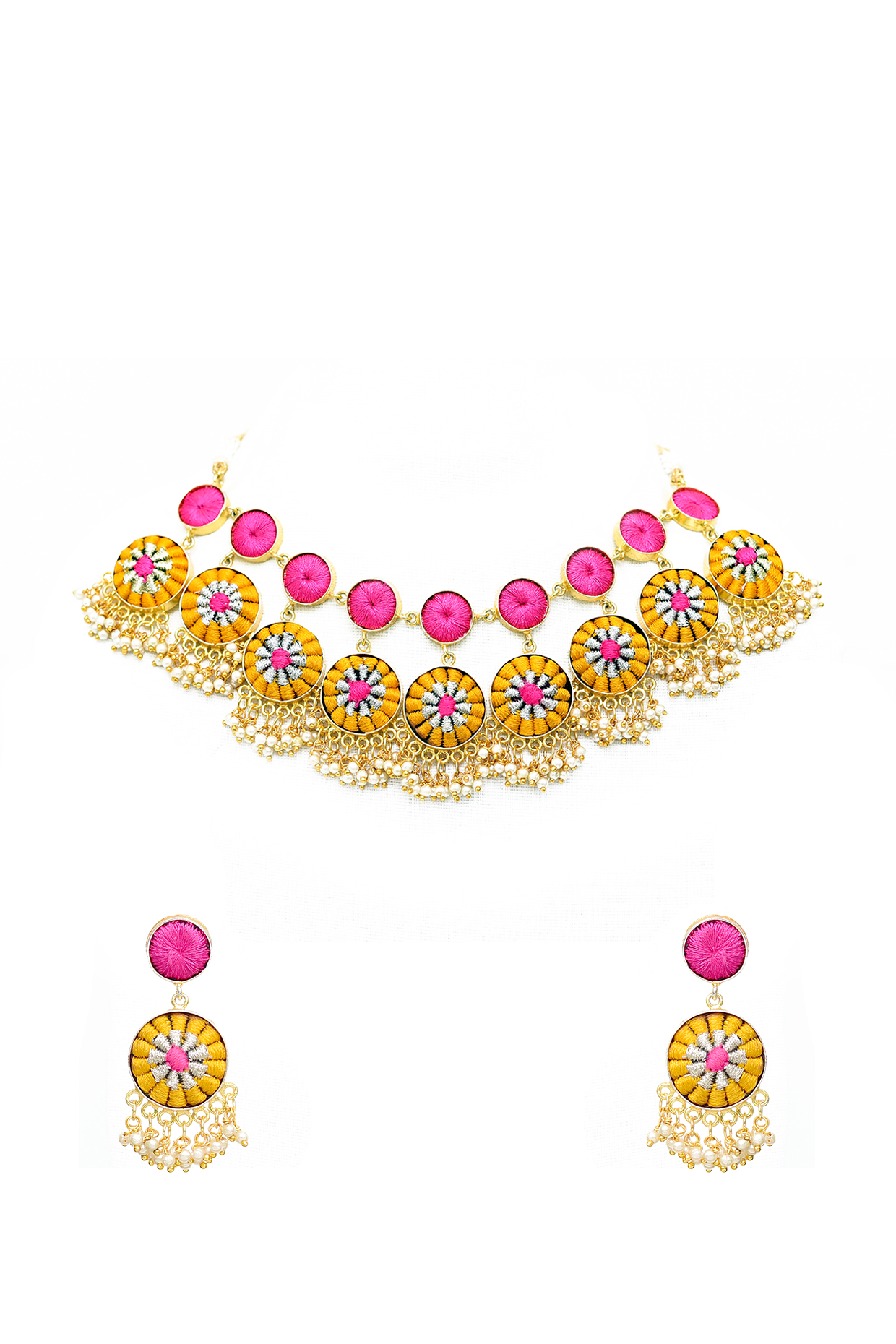 Gold Finish Pearls Layered Necklace Set by Bauble Bazaar at Pernia's Pop Up Shop