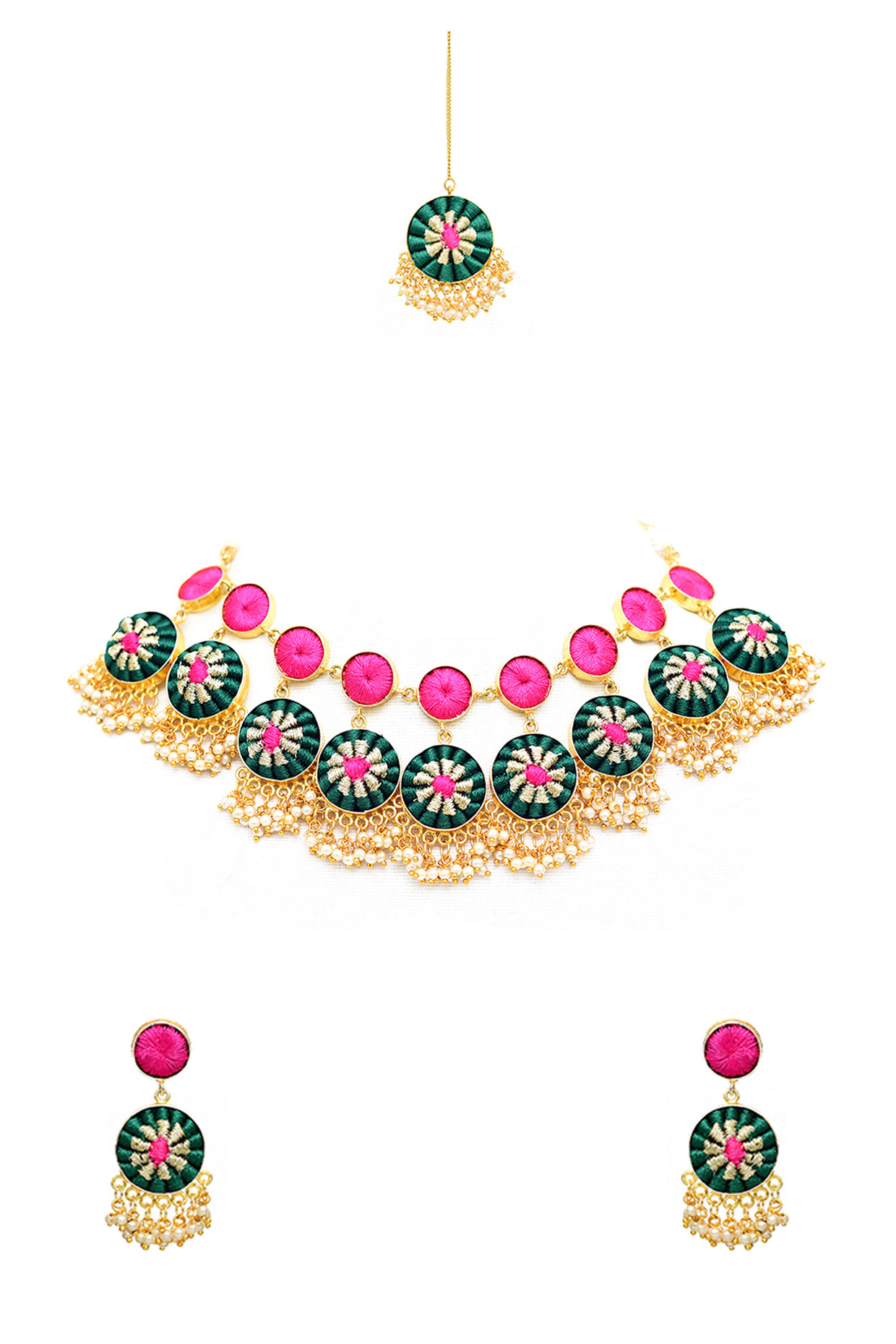 Gold Finish Layered Necklace Set by Bauble Bazaar at Pernia's Pop Up Shop