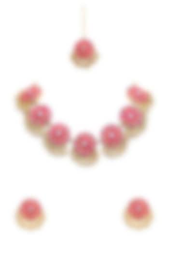 Gold Finish Zari Silk Thread Necklace Set by Bauble Bazaar at Pernia's Pop Up Shop