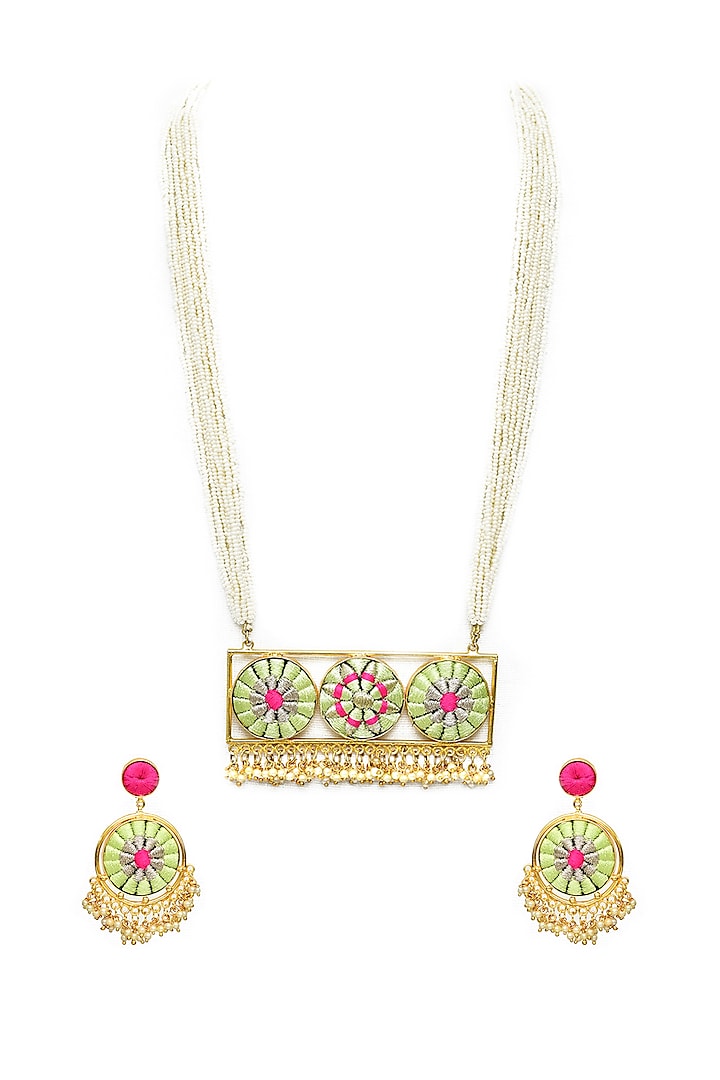 Gold Finish Three Toned Necklace Set by Bauble Bazaar at Pernia's Pop Up Shop