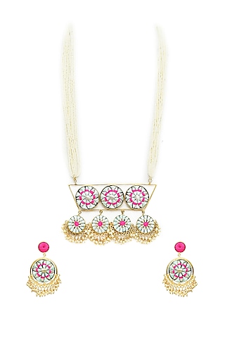 Gold Finish Pendant Necklace Set by Bauble Bazaar