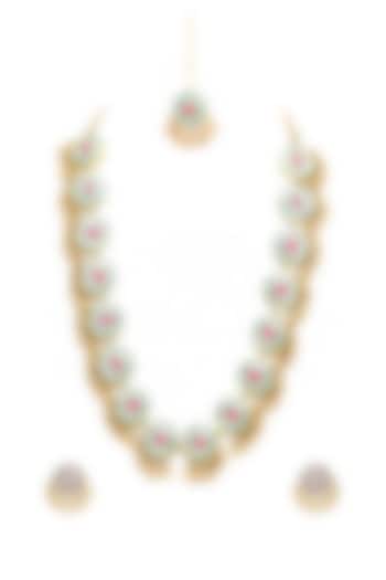 Gold Finish Matte Necklace Set by Bauble Bazaar at Pernia's Pop Up Shop