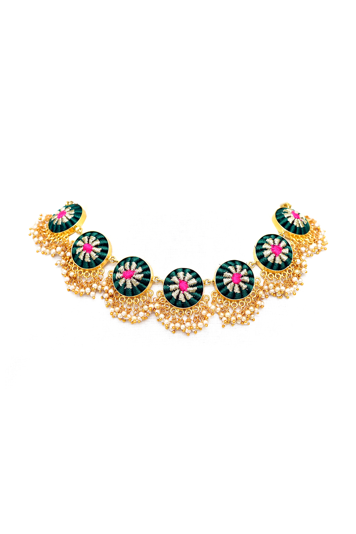 Gold Finish Single Layered Pearls Necklace by Bauble Bazaar at Pernia's Pop Up Shop