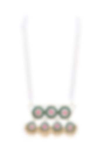 Gold Finish Three Toned Necklace by Bauble Bazaar
