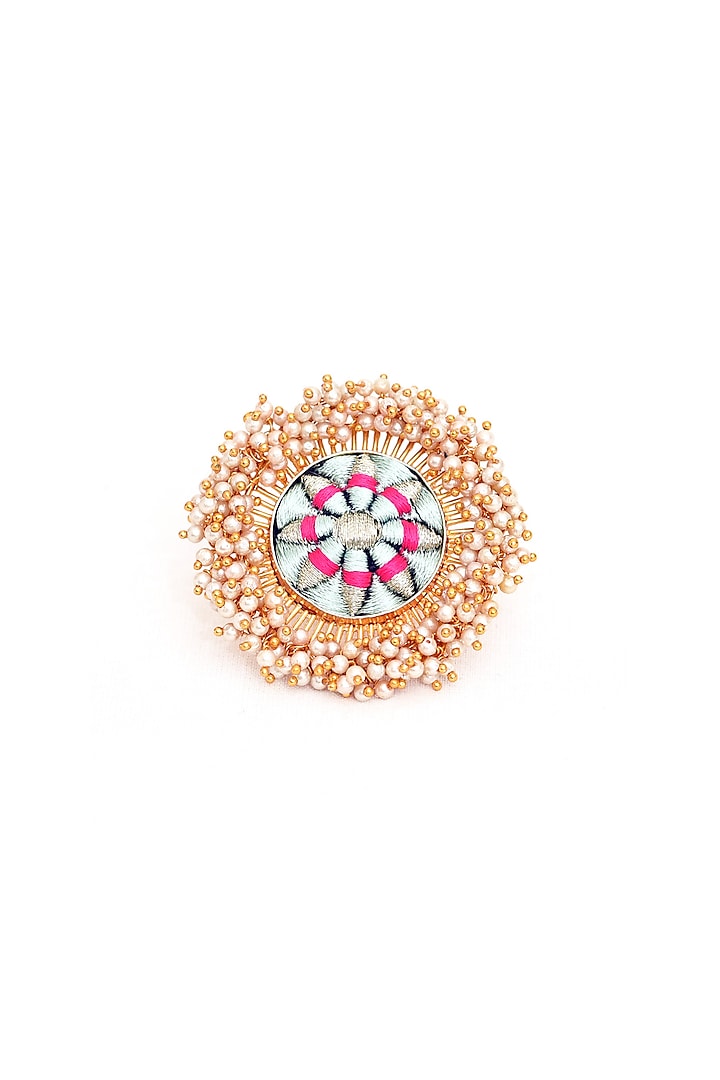 Gold Finish Pearls Ring by Bauble Bazaar