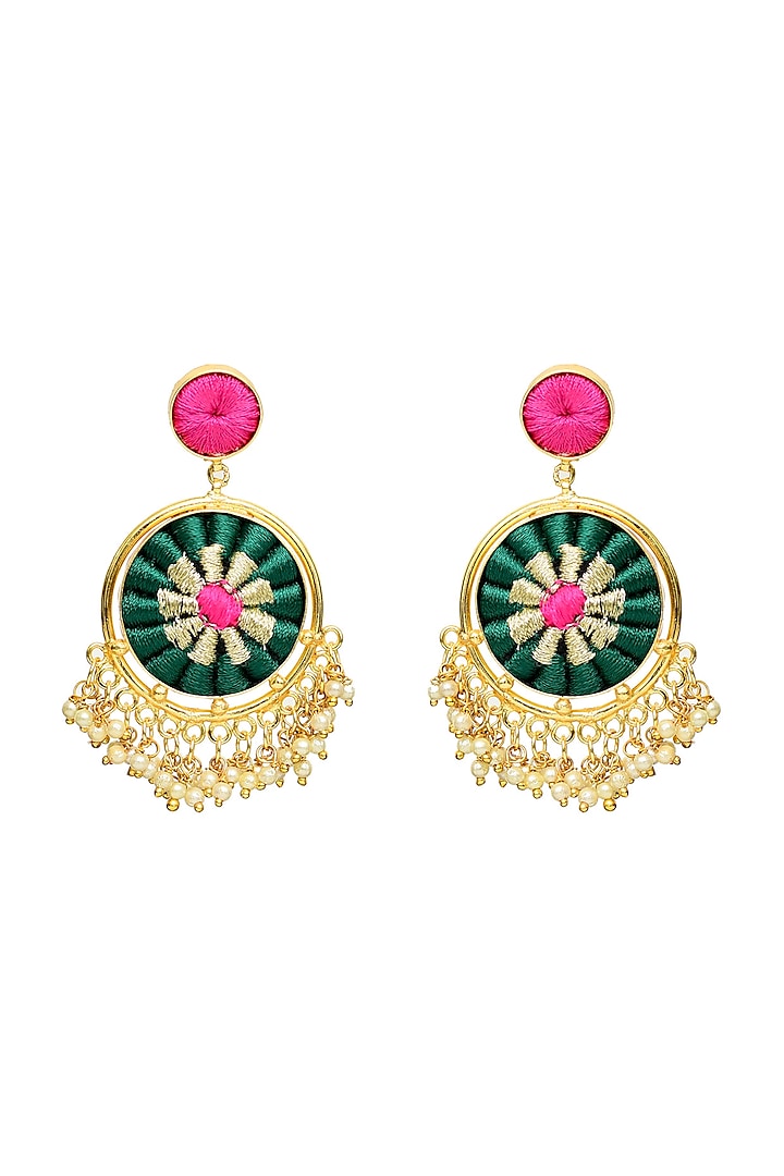 Gold Finish Double Circular Earrings by Bauble Bazaar