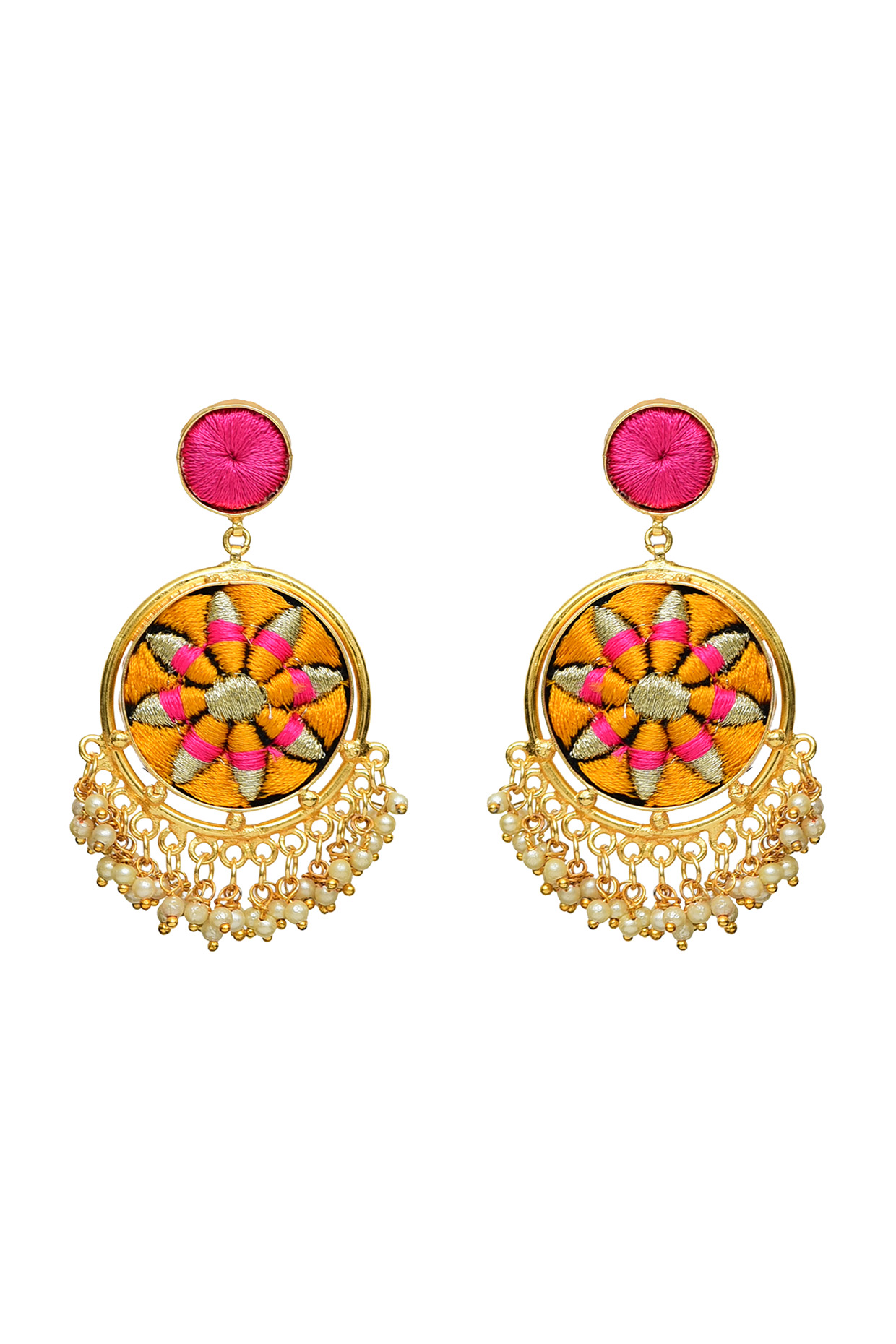 Gold Finish Matte Earrings by Bauble Bazaar at Pernia's Pop Up Shop