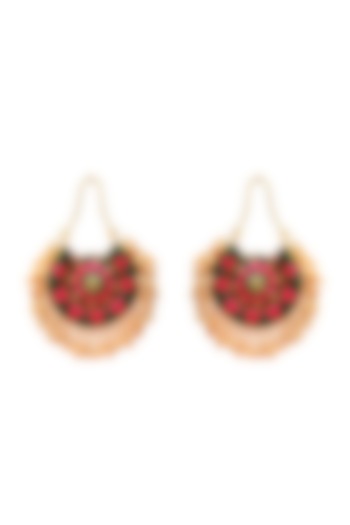 Gold Finish Hand Embroidered Chandbali Earrings by Bauble Bazaar