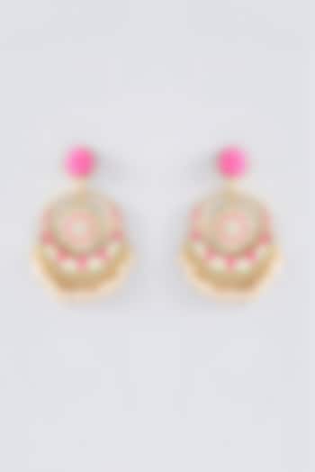 Matte Gold Finish Mint Green Thread Embroidered Chandbali Earrings by Bauble Bazaar at Pernia's Pop Up Shop