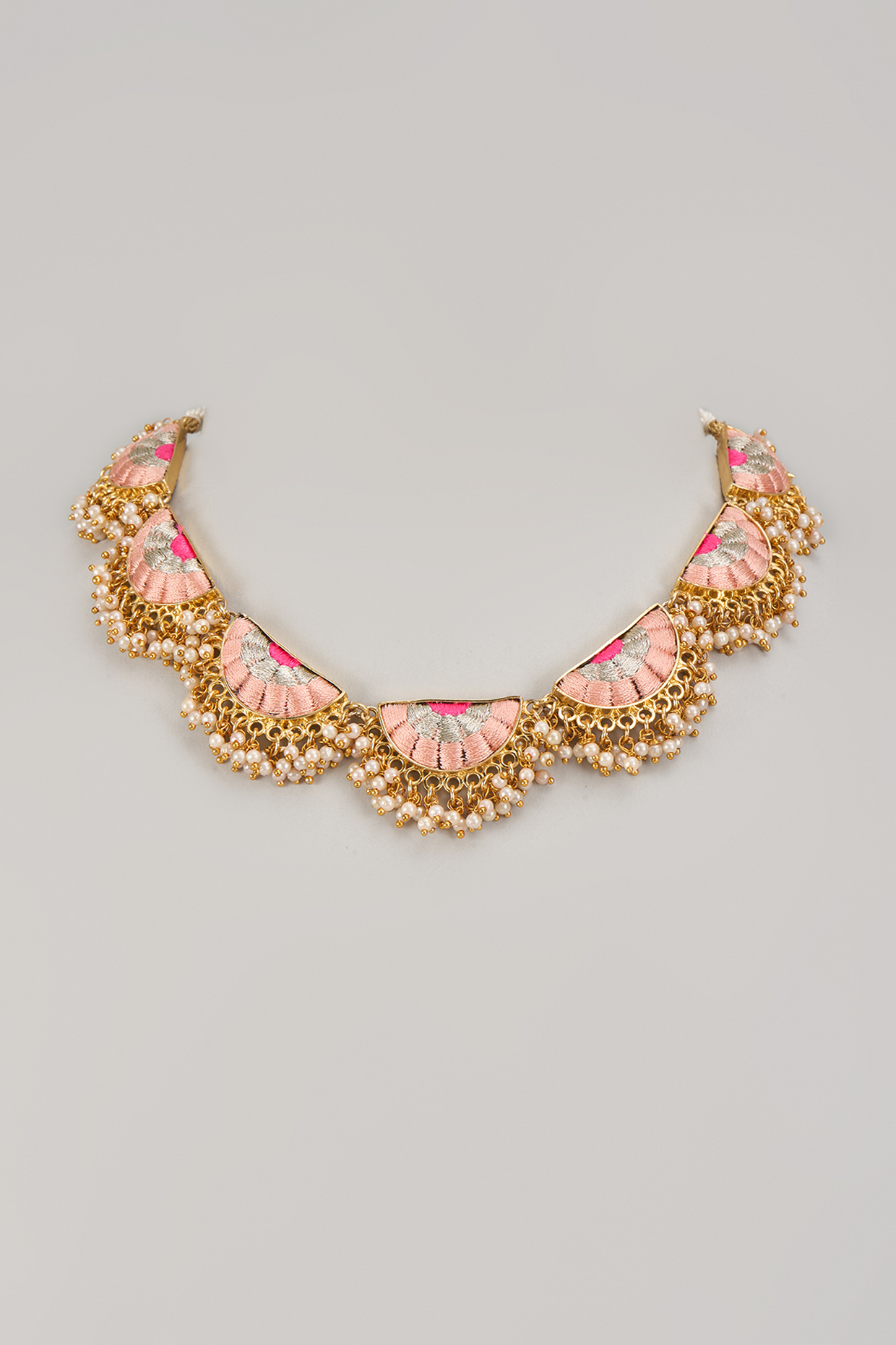 Gold Matte Finish Embellished Necklace by Bauble Bazaar at Pernia's Pop Up Shop