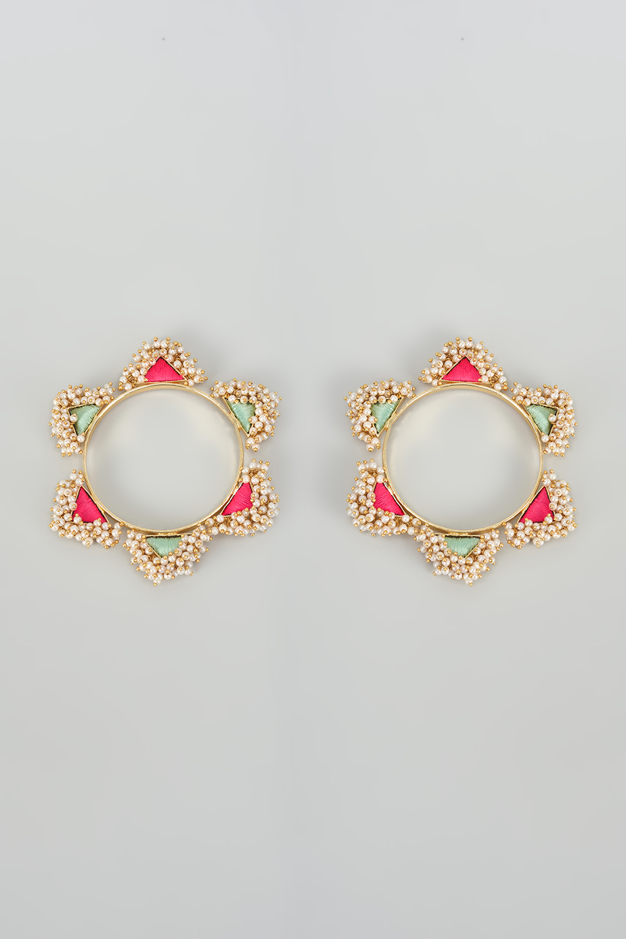 Gold Finish Pearl & Beaded Bangle by Bauble Bazaar at Pernia's Pop Up Shop