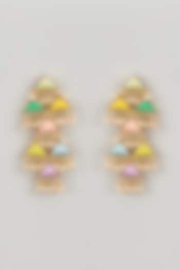 Matte Gold Finish Silk Thread & Pearl Embellished Layered Dangler Earrings by Bauble Bazaar at Pernia's Pop Up Shop