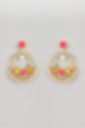 Matte Gold Finish Silk Thread & Pearl Embellished Chandbali Earrings by Bauble Bazaar at Pernia's Pop Up Shop