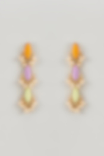 Matte Gold Finish Silk Thread & Pearl Embellished Layered Dangler Earrings by Bauble Bazaar at Pernia's Pop Up Shop