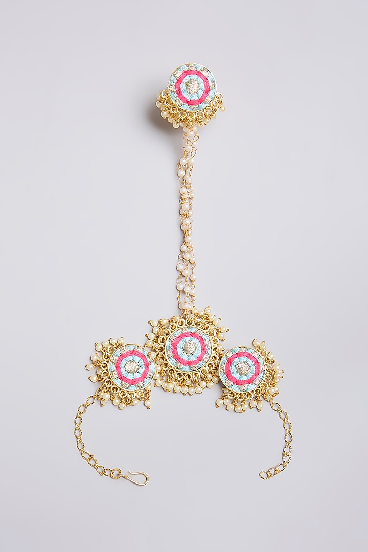 Multi-Colored Thread Embroidered Hathphool by Bauble Bazaar at Pernia's Pop Up Shop