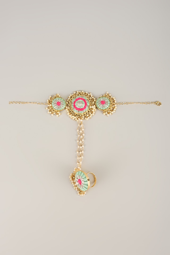Multi-Colored Pearl Beaded Haathphool by Bauble Bazaar at Pernia's Pop Up Shop
